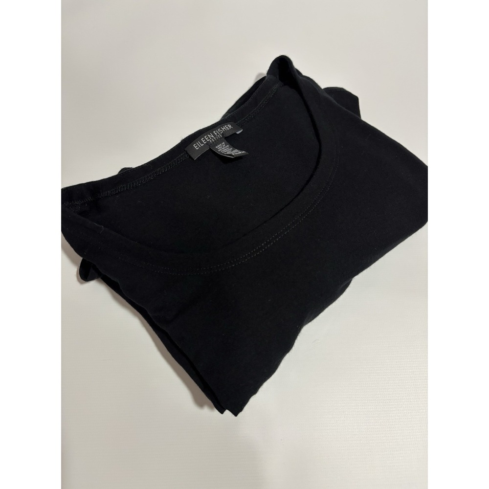 Eileen Fisher‎ Petite Black Long Sleeve Tunic Top Dress PM Classic Minimalist - Picture 9 of 9